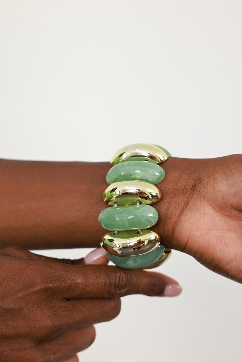 Mint Gold Detaylı Lastikli Bileklik 