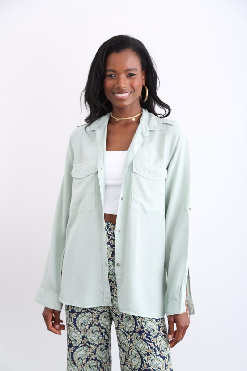 Mint Tencel Gömlek 3722