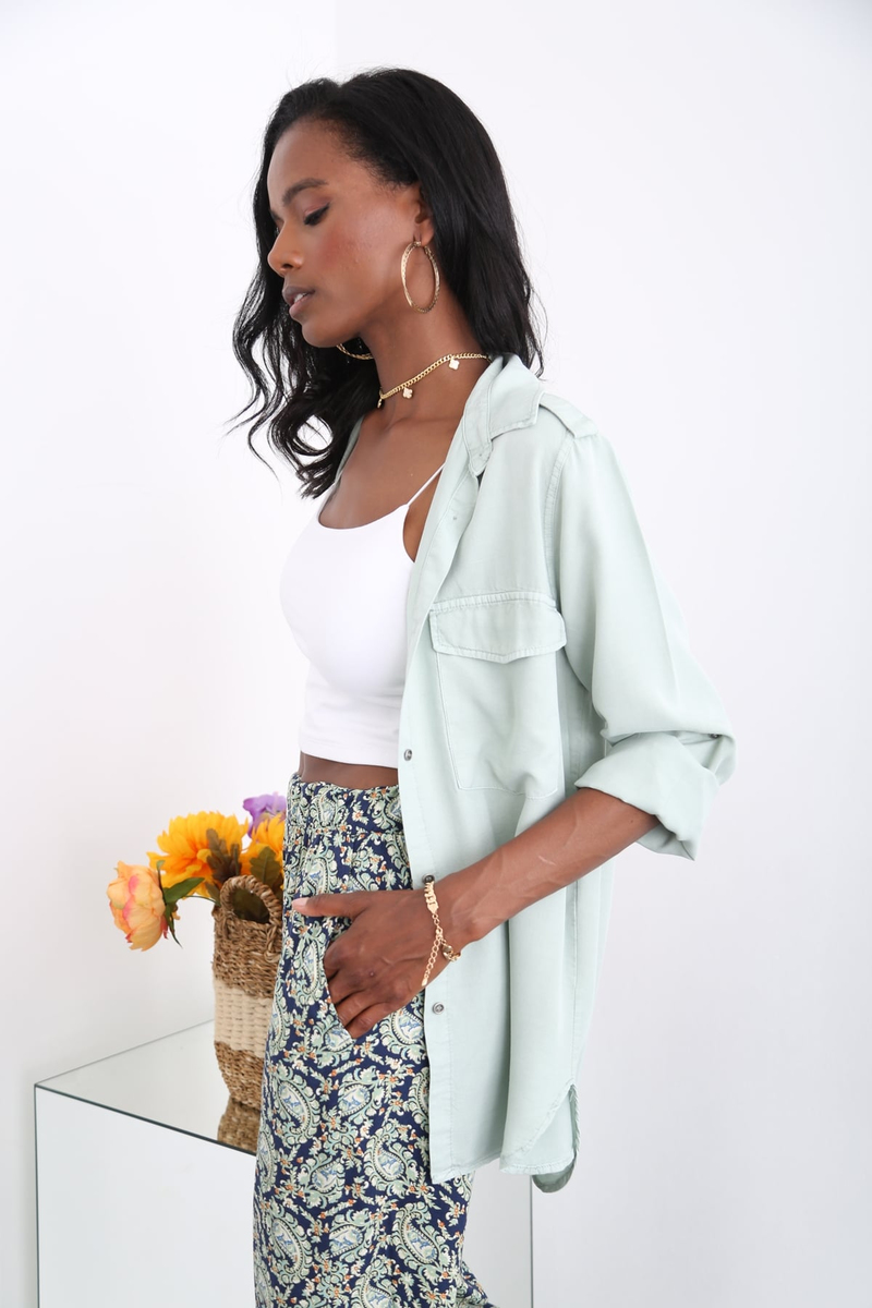 Mint Tencel Gömlek 3722