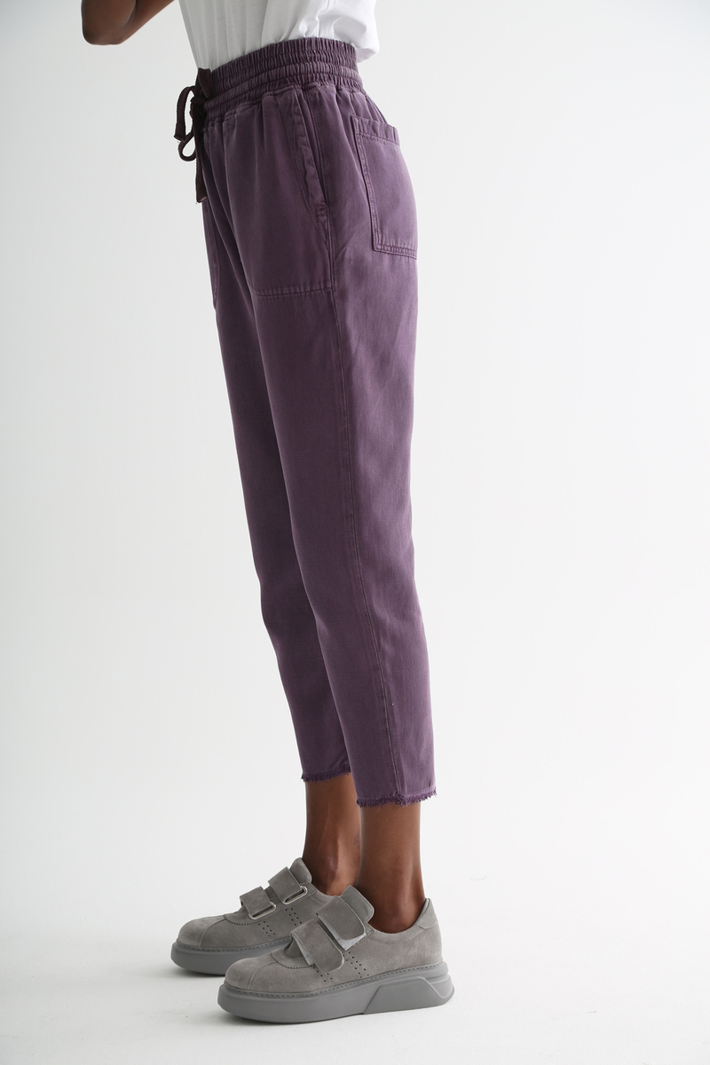Mor Beli Lastikli Gabardin Pantolon 1451
