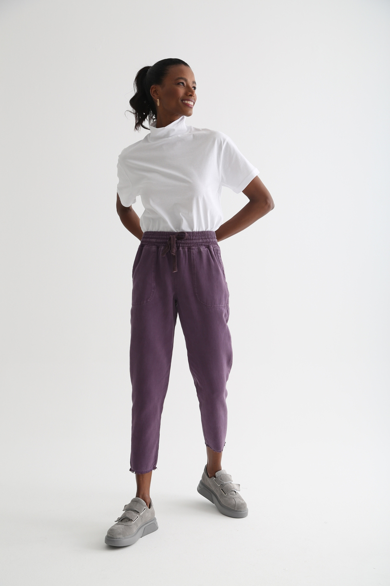 Mor Beli Lastikli Gabardin Pantolon 1451