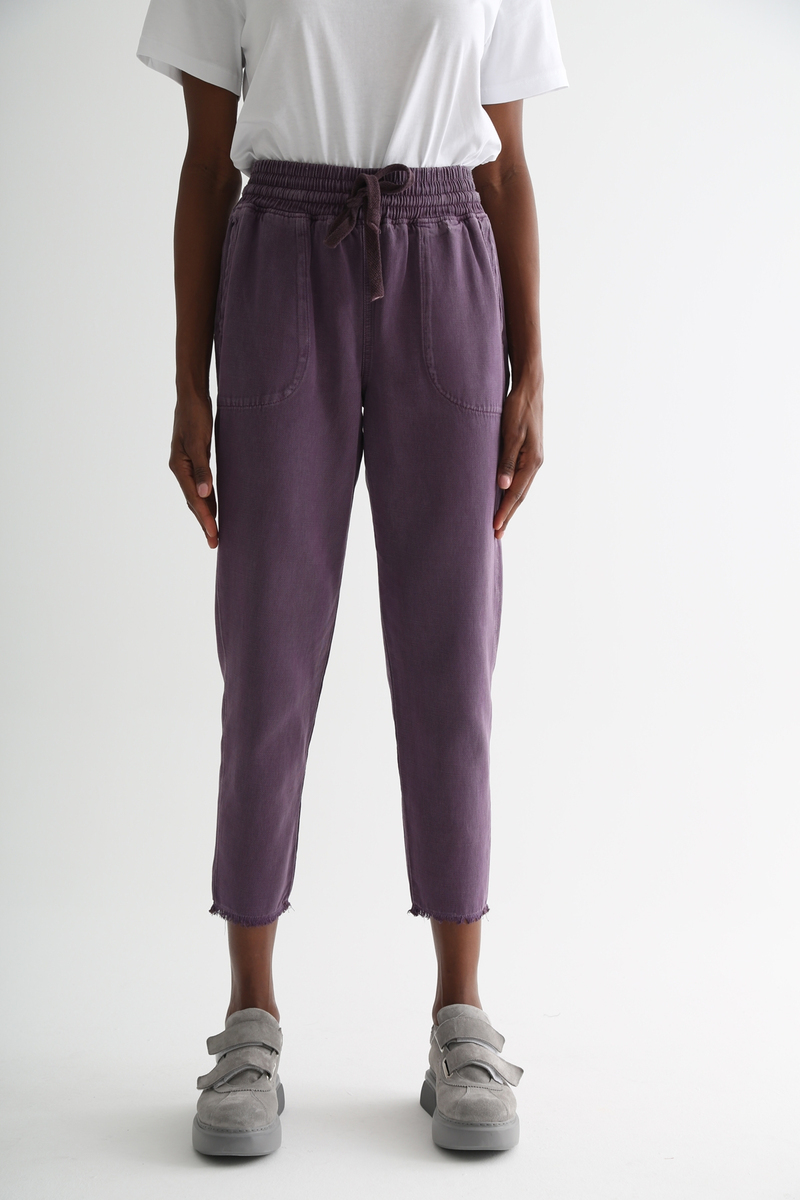 Mor Beli Lastikli Gabardin Pantolon 1451