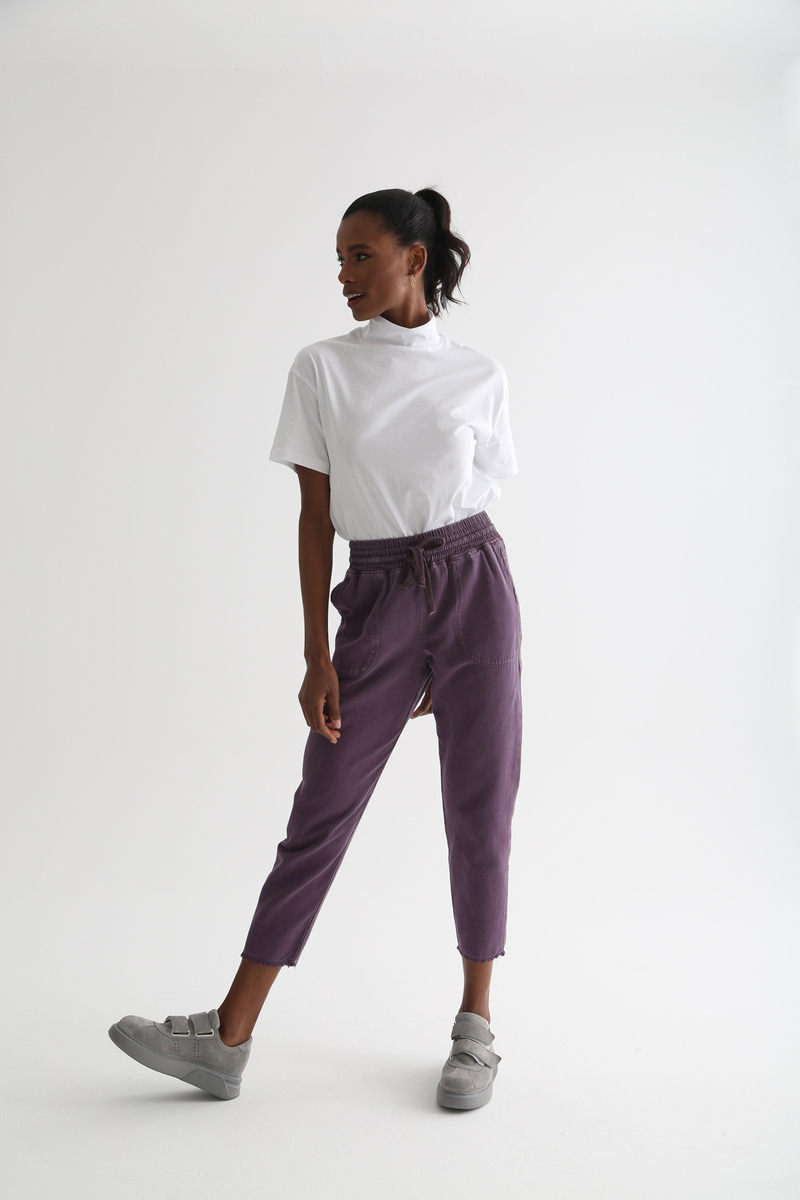 Mor Beli Lastikli Gabardin Pantolon 1451