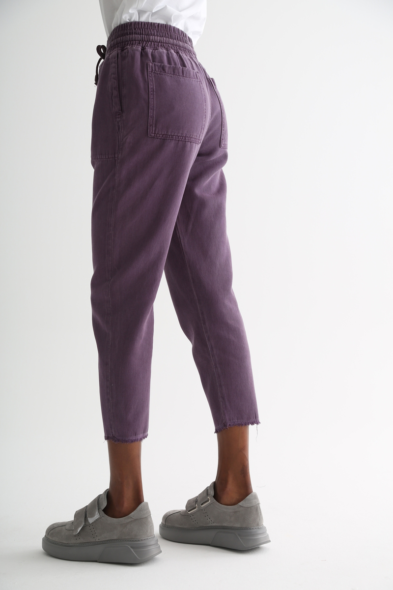 Mor Beli Lastikli Gabardin Pantolon 1451