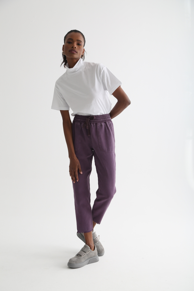 Mor Beli Lastikli Gabardin Pantolon 1451