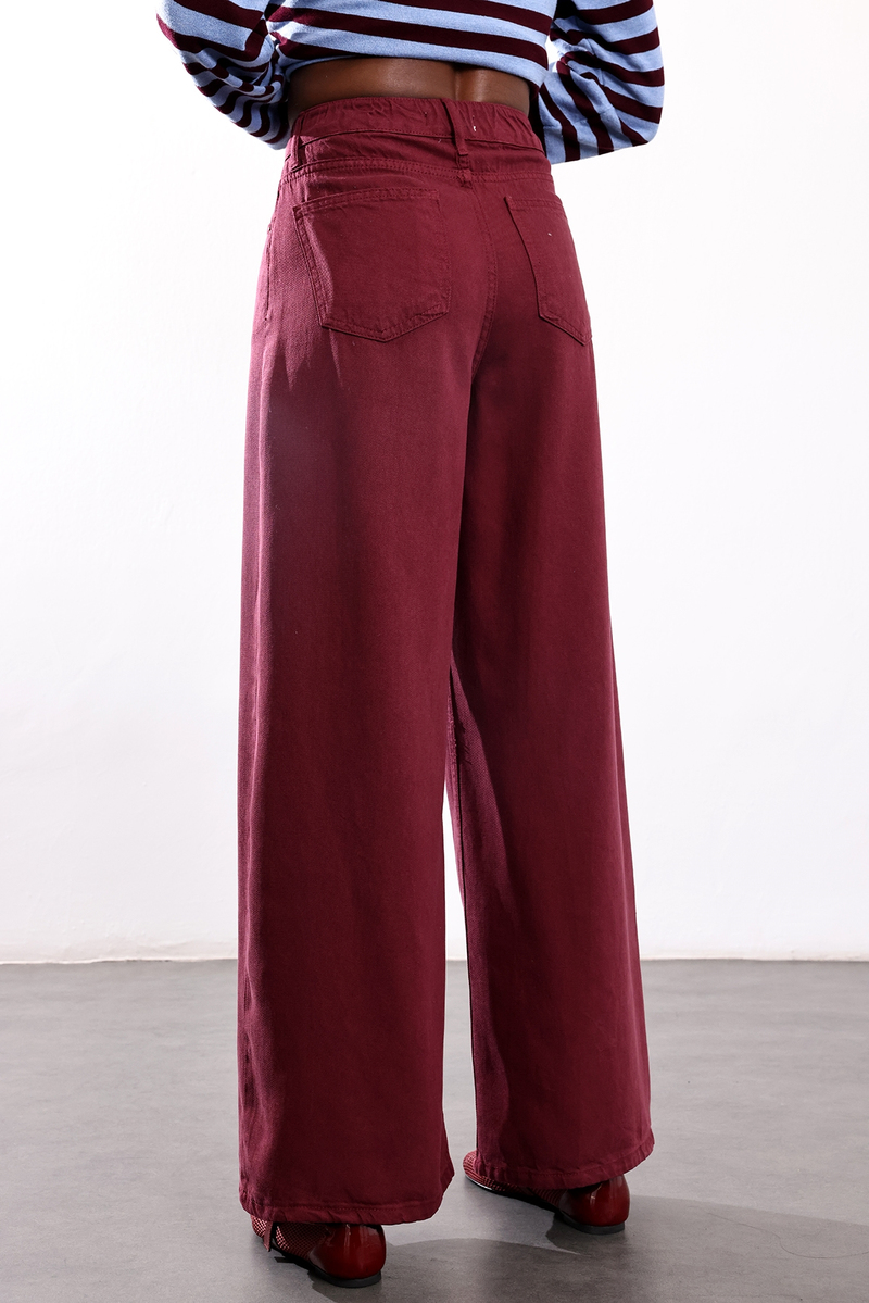 Mürdüm Beli Lastikli Tensel Jean 01073