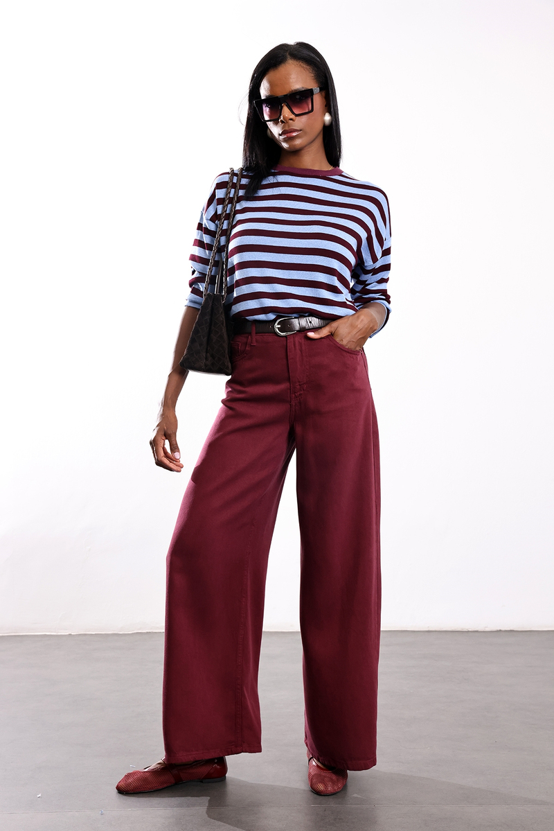 Mürdüm Beli Lastikli Tensel Jean 01073