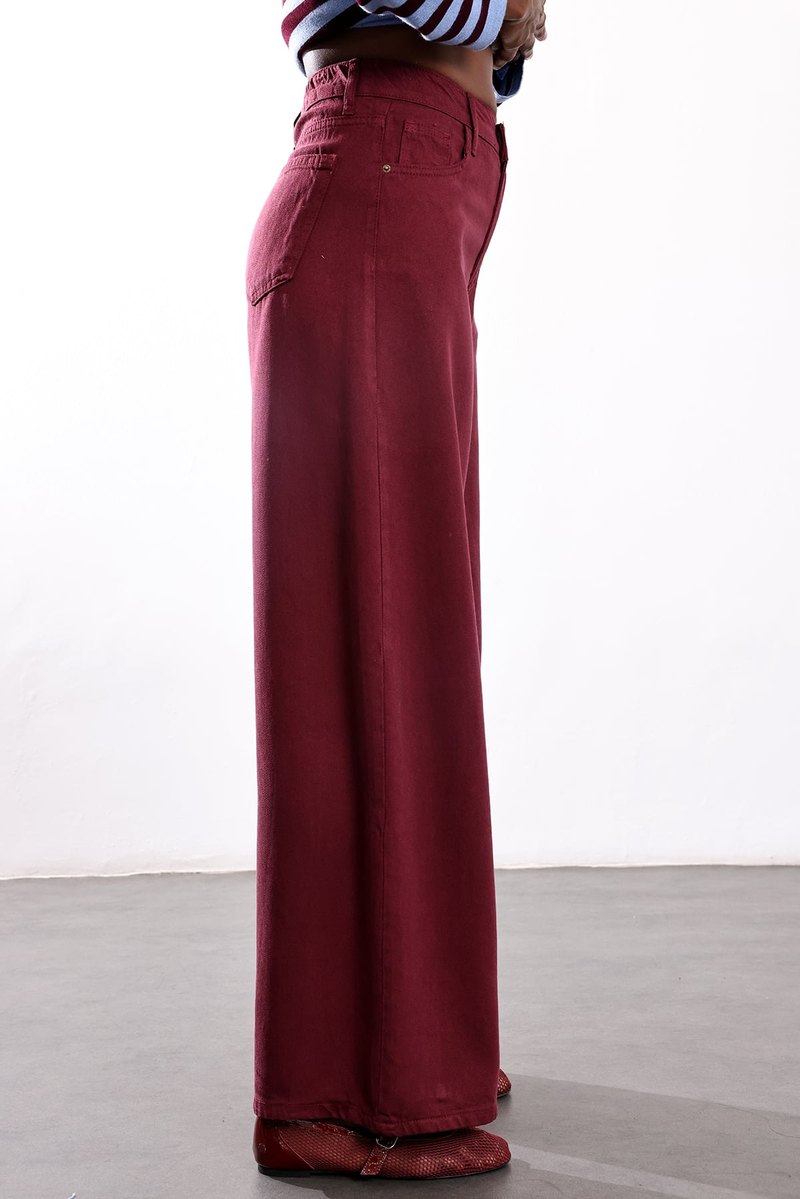 Mürdüm Beli Lastikli Tensel Jean 01073