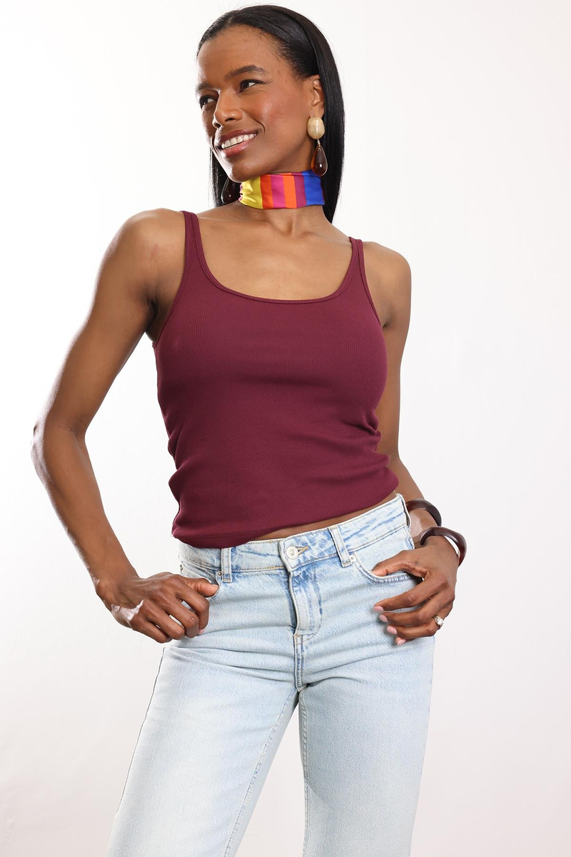 Mürdüm Fitilli İnce Askılı Atlet 24113