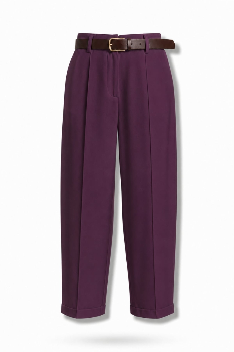 Mürdüm Kemerli Barrel Pantolon 58549