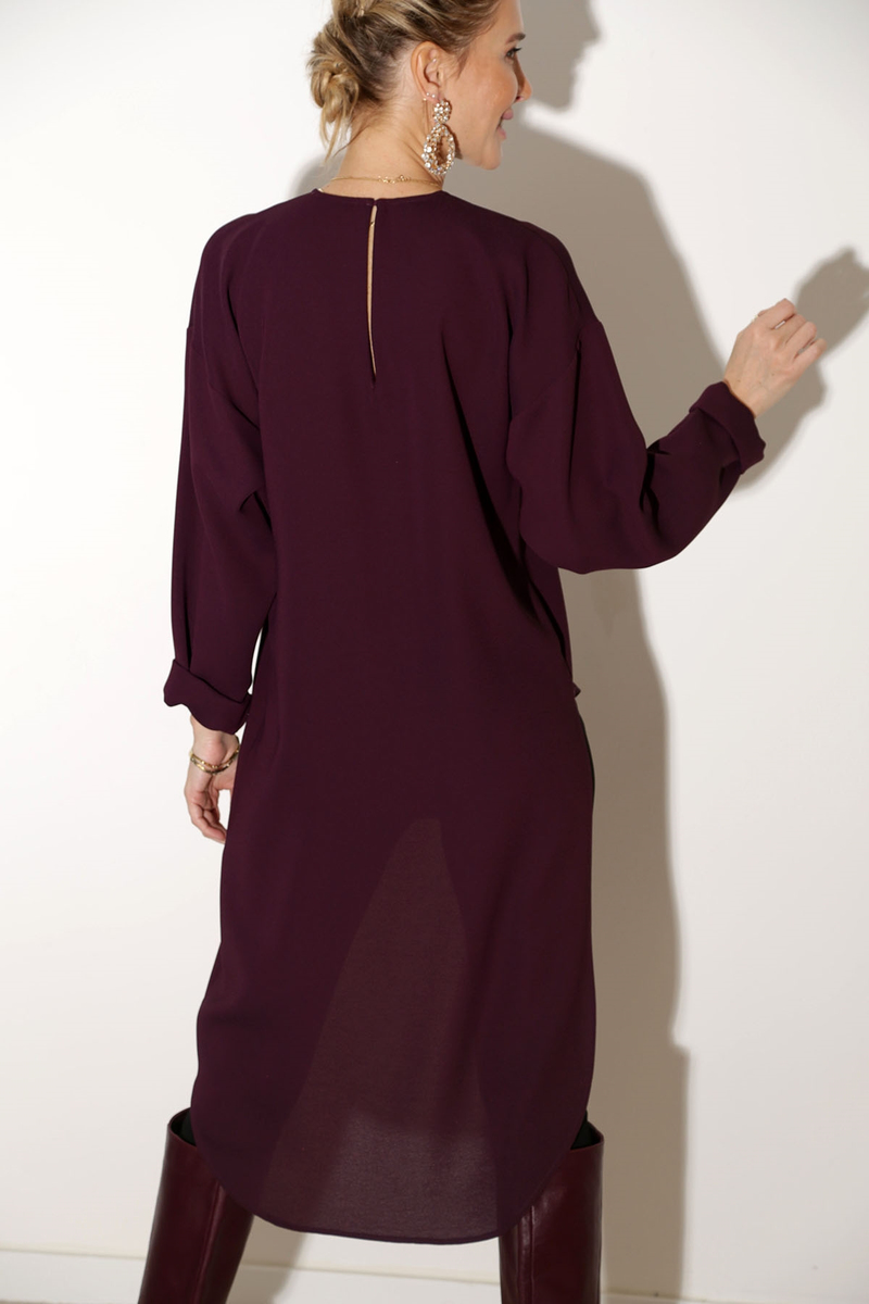 Mürdüm Krep Asimetrik Tunik-1004