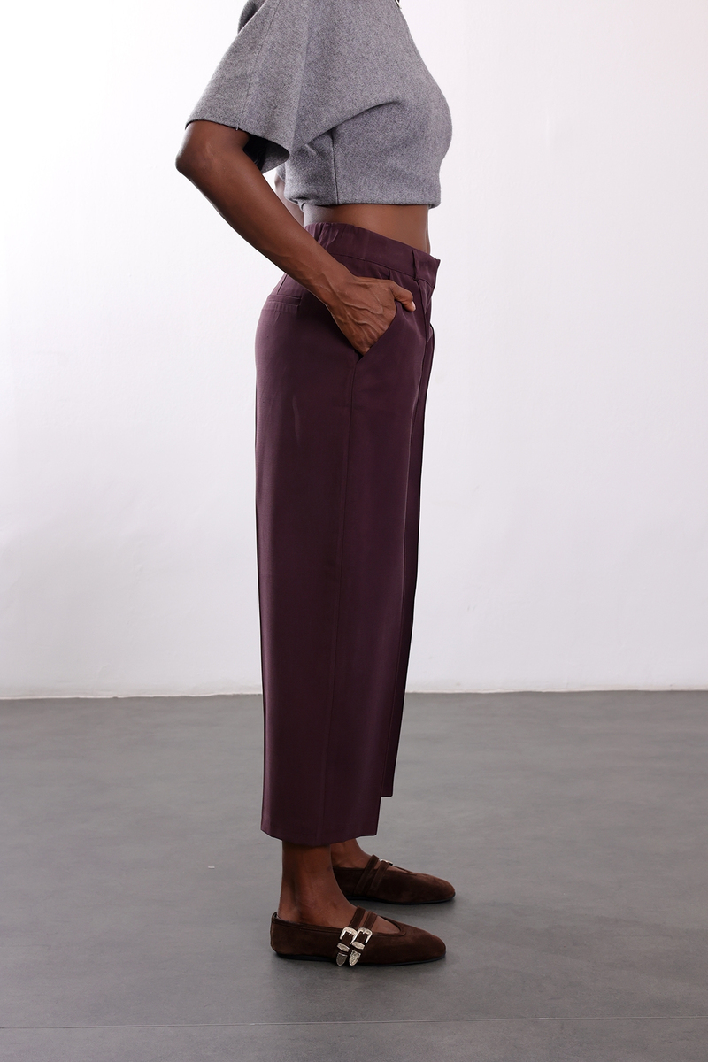 Mürdüm Önden Dikişli Tensel Pantolon 00206