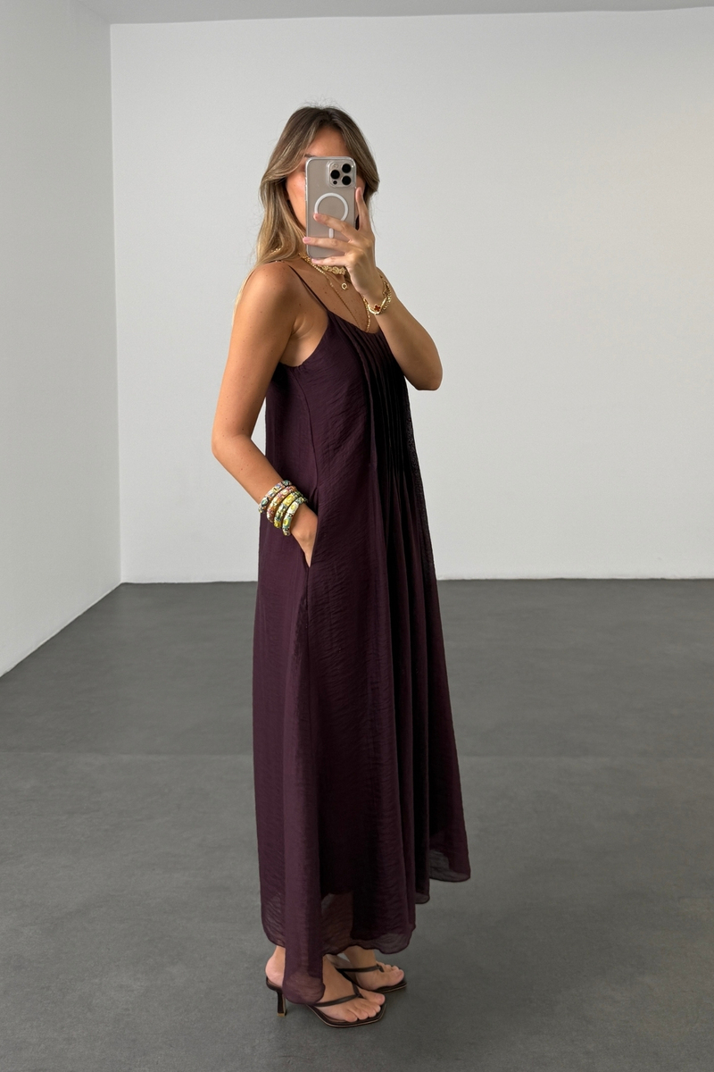 Mürdüm Piliseli Maxi Boy Elbise 3413