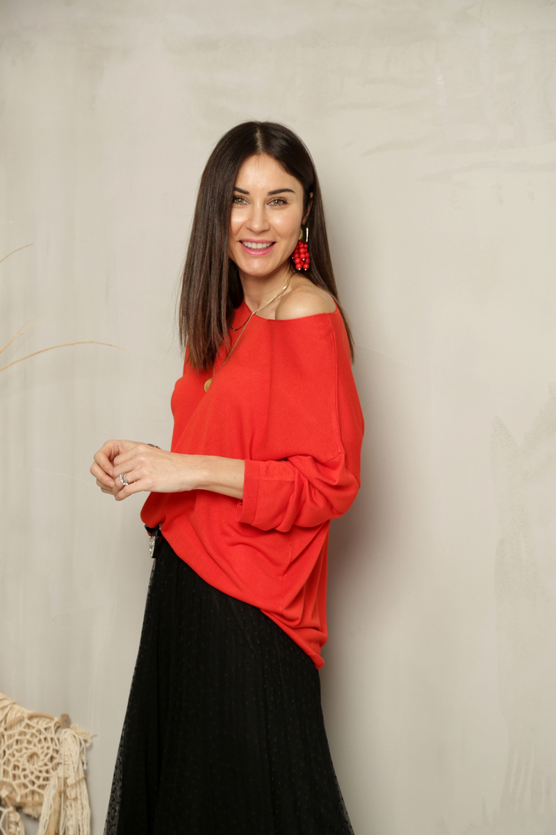 Nar Çiçeği Kesik Yaka Merserize Triko 928