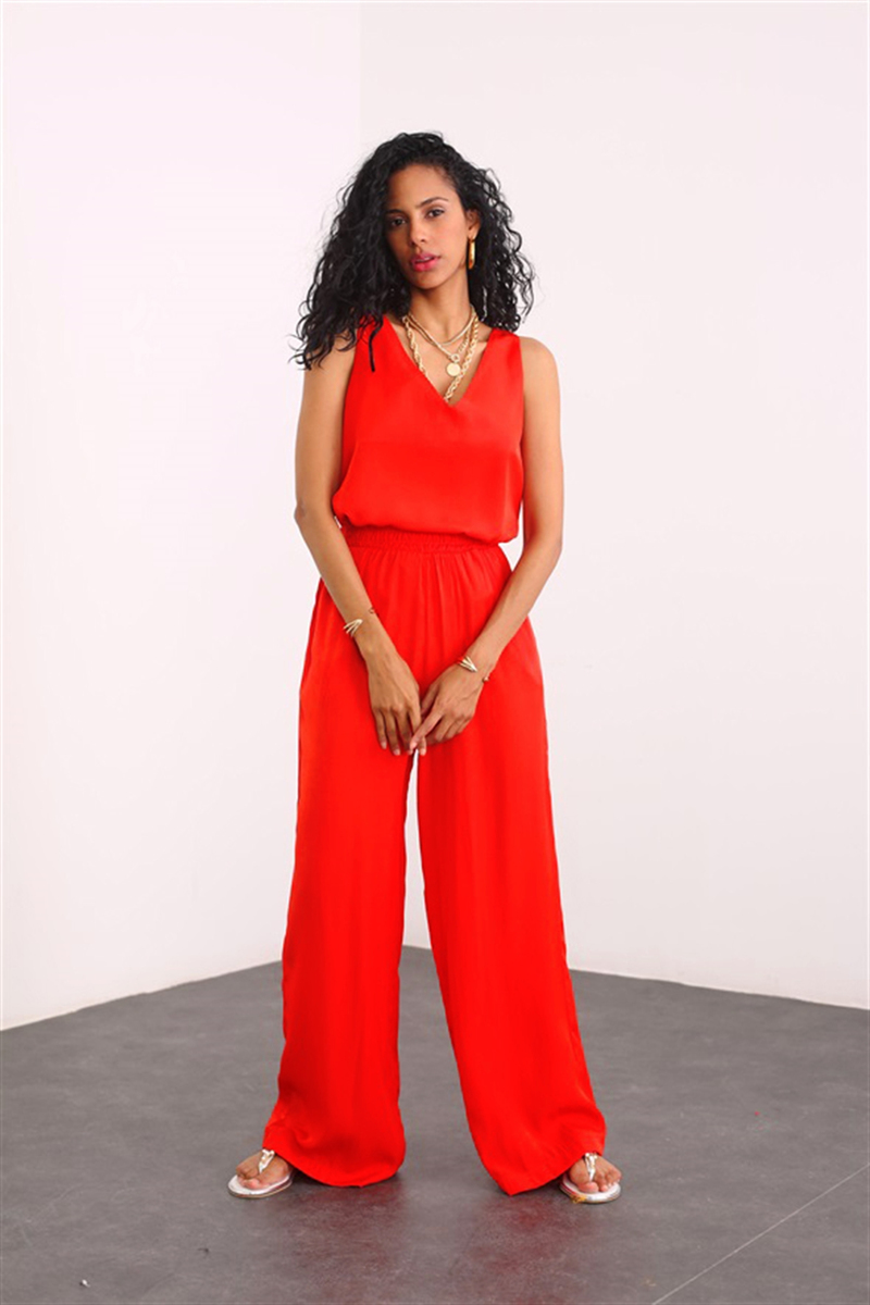Nar Çiçeği Kolsuz Bluz Pantolon Takım 0276