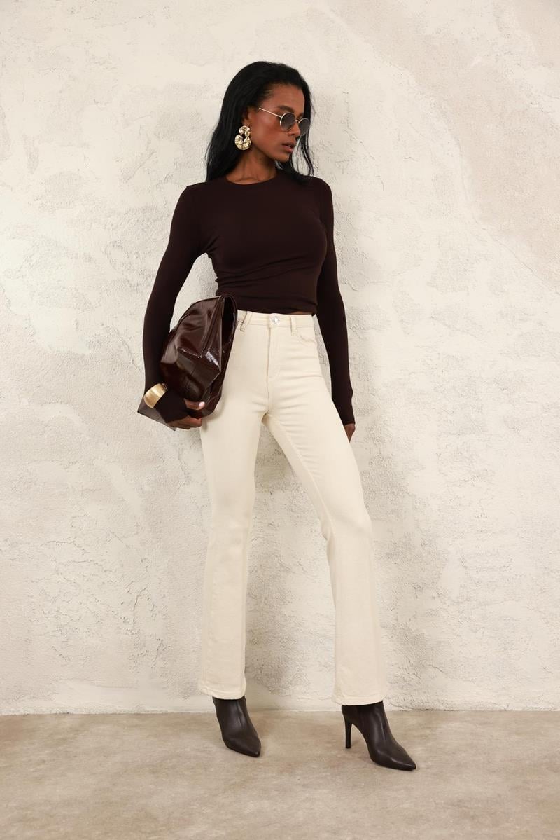 Naturel Full Likra Toparlayan Flare Jean 7578