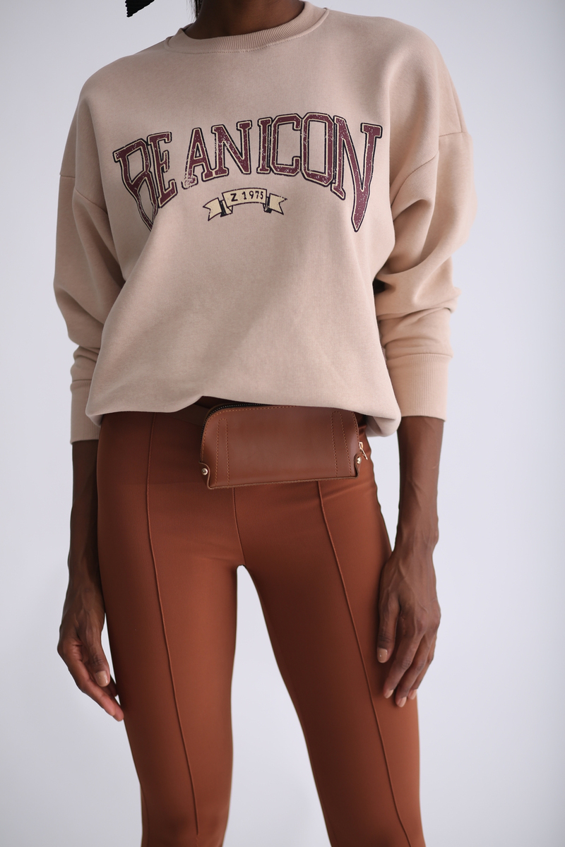 Nude Be An Icon Baskılı Şardonlu Sweatshirt 3214