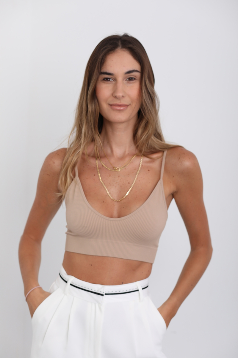 Nude Fitilli Askılı Crop 