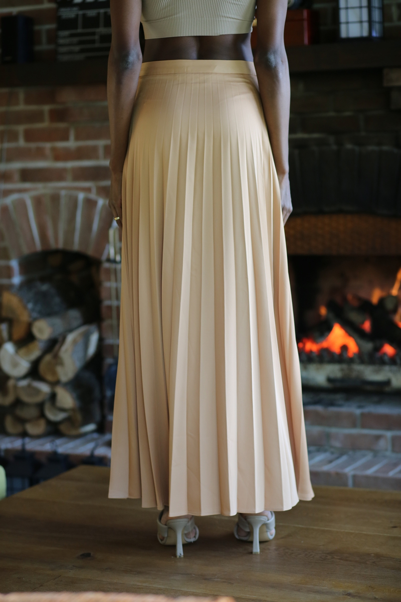 Nude Piliseli Maxi Etek 