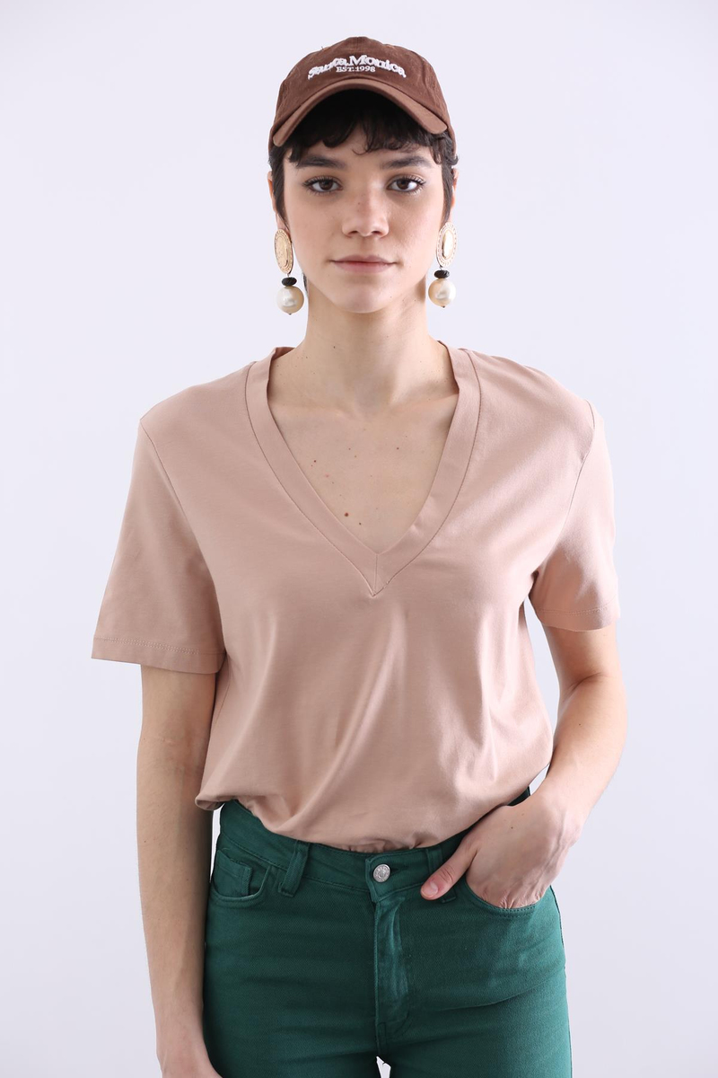 Nude V Yaka Basic Tshirt 