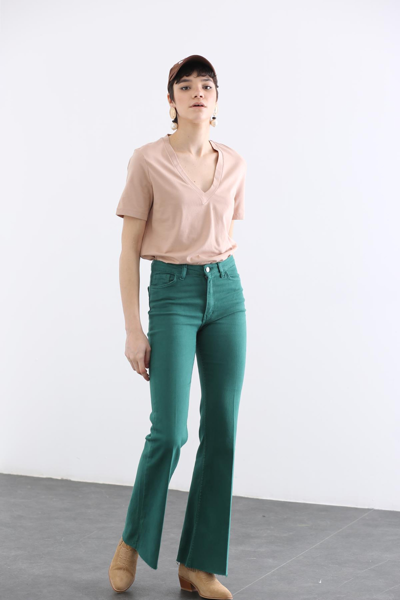 Nude V Yaka Basic Tshirt 