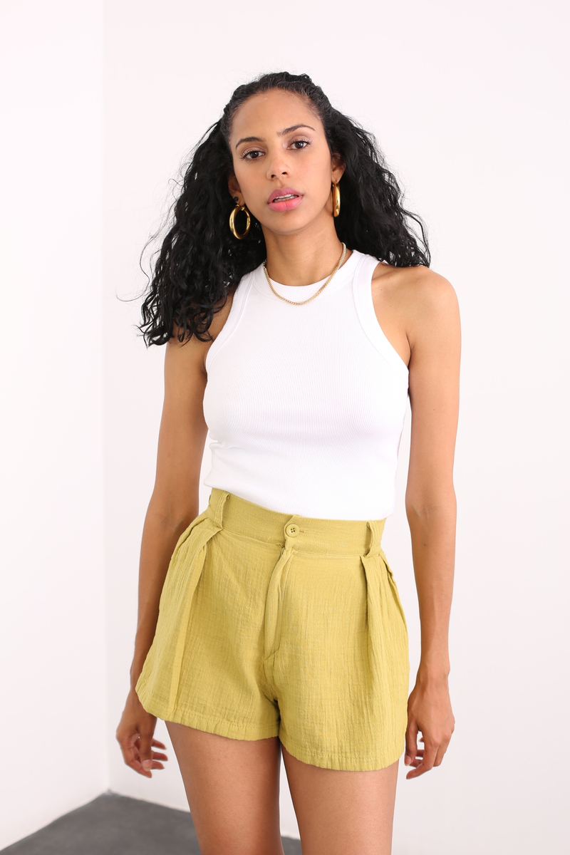 Olive Müslin Şort 2232