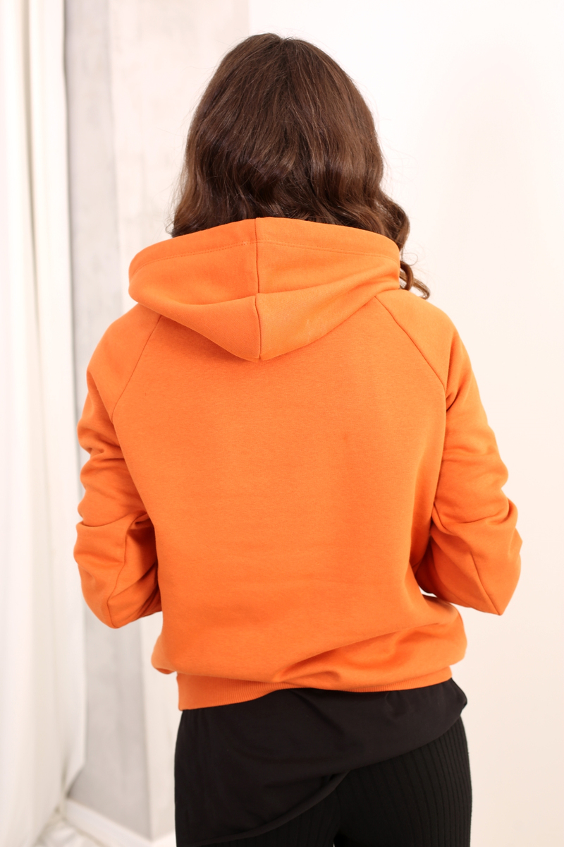 Orange Kapşonlu Sweat