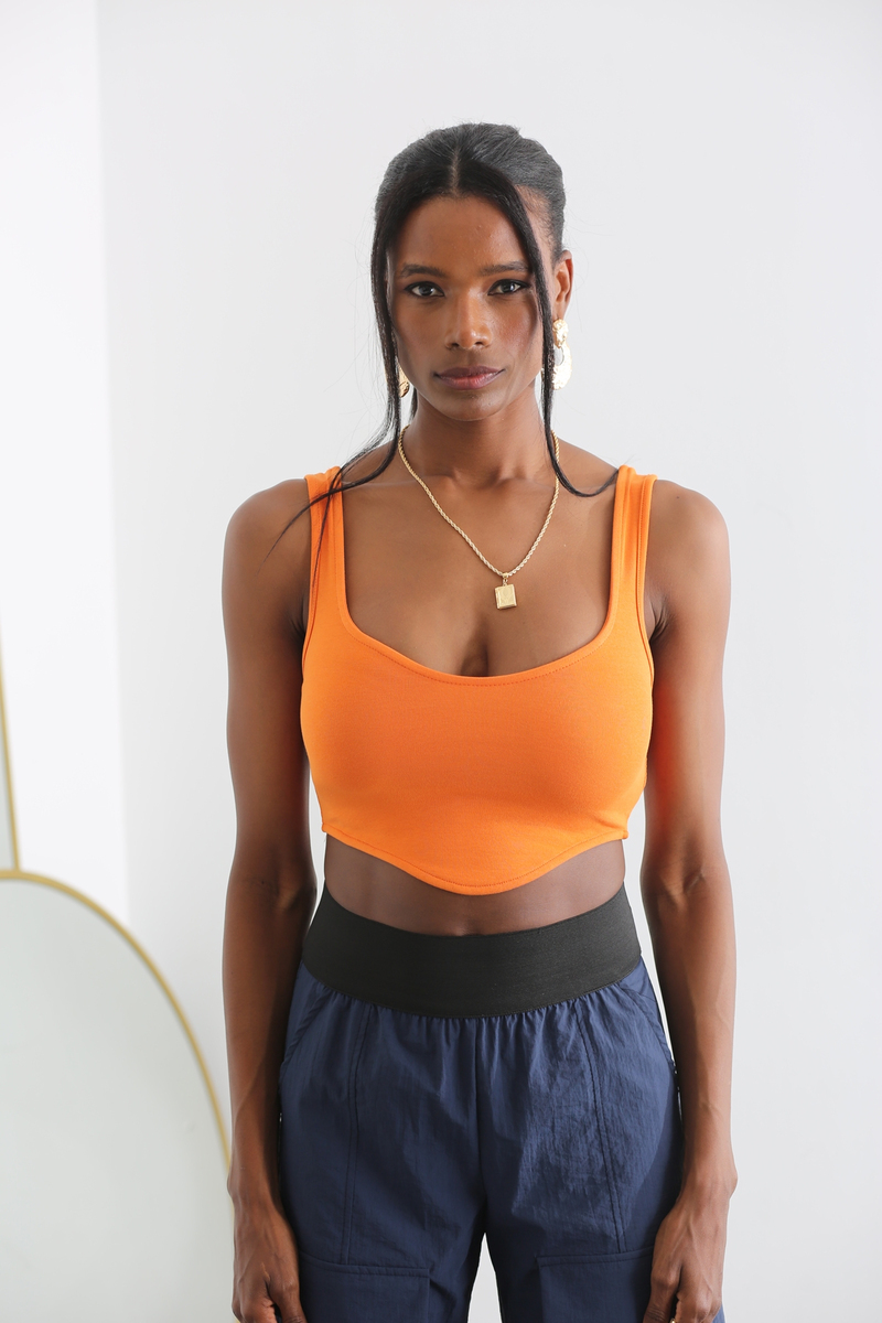 Oranj Çapraz Detaylı Crop 230024