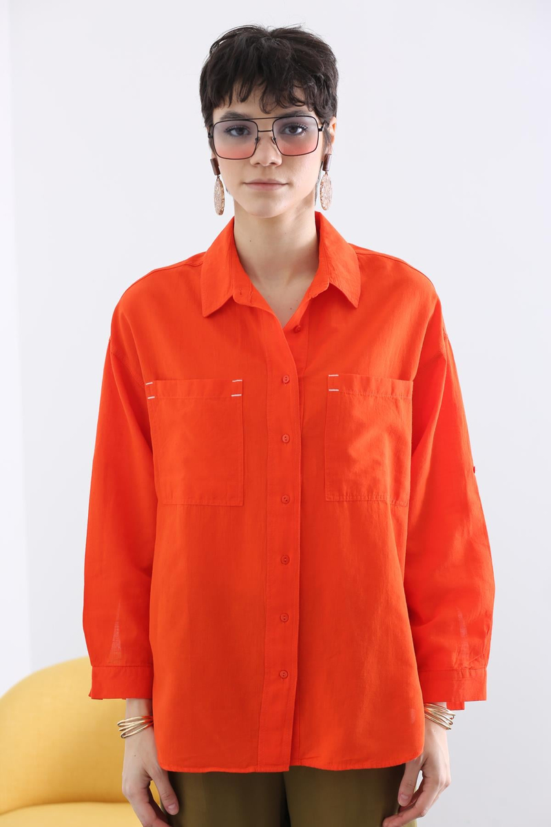 Oranj Çift Cepli Gömlek 3934