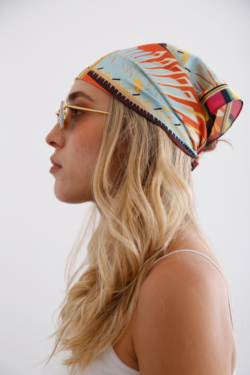 Oranj Desenli Bandana 