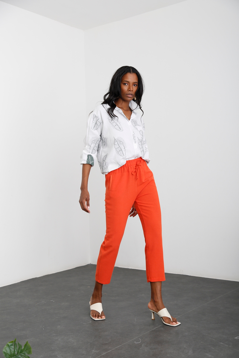 Oranj Keten Dokulu Pantolon 58074