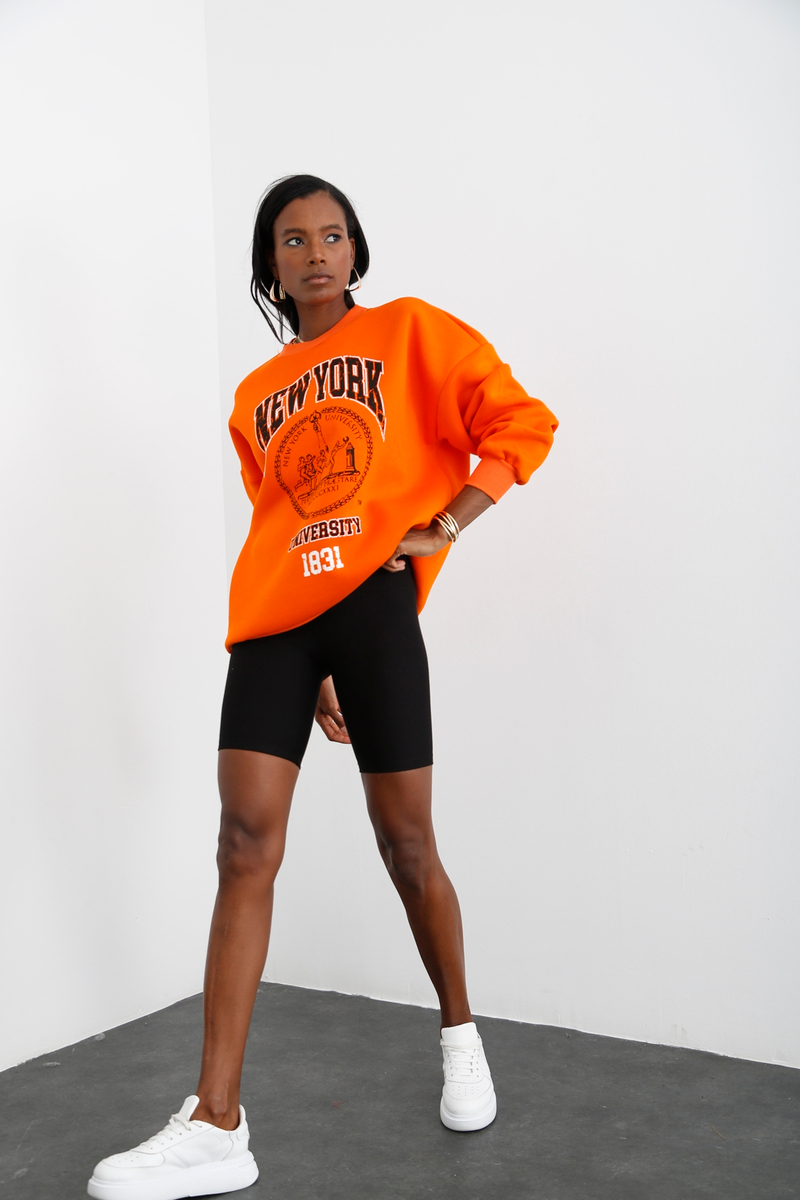 Oranj New York Baskılı Şardonlu Sweatshirt 3045