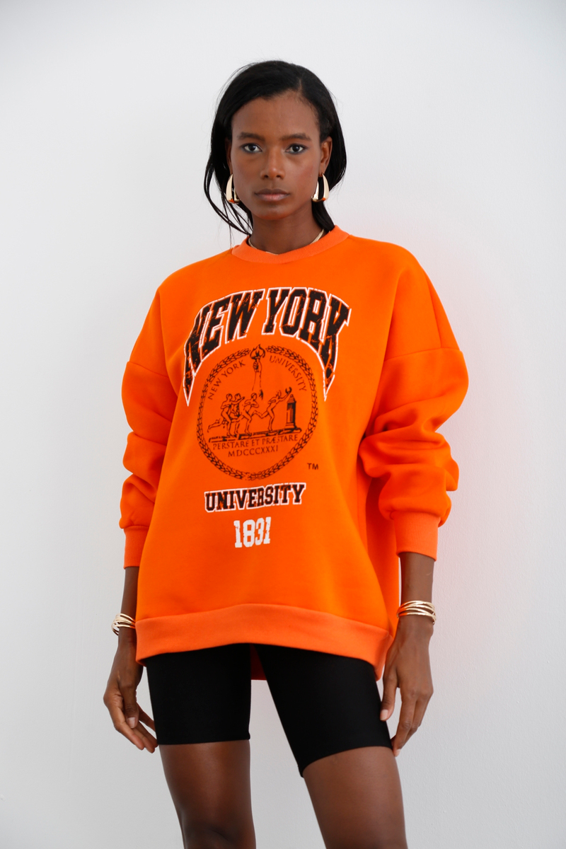 Oranj New York Baskılı Şardonlu Sweatshirt 3045