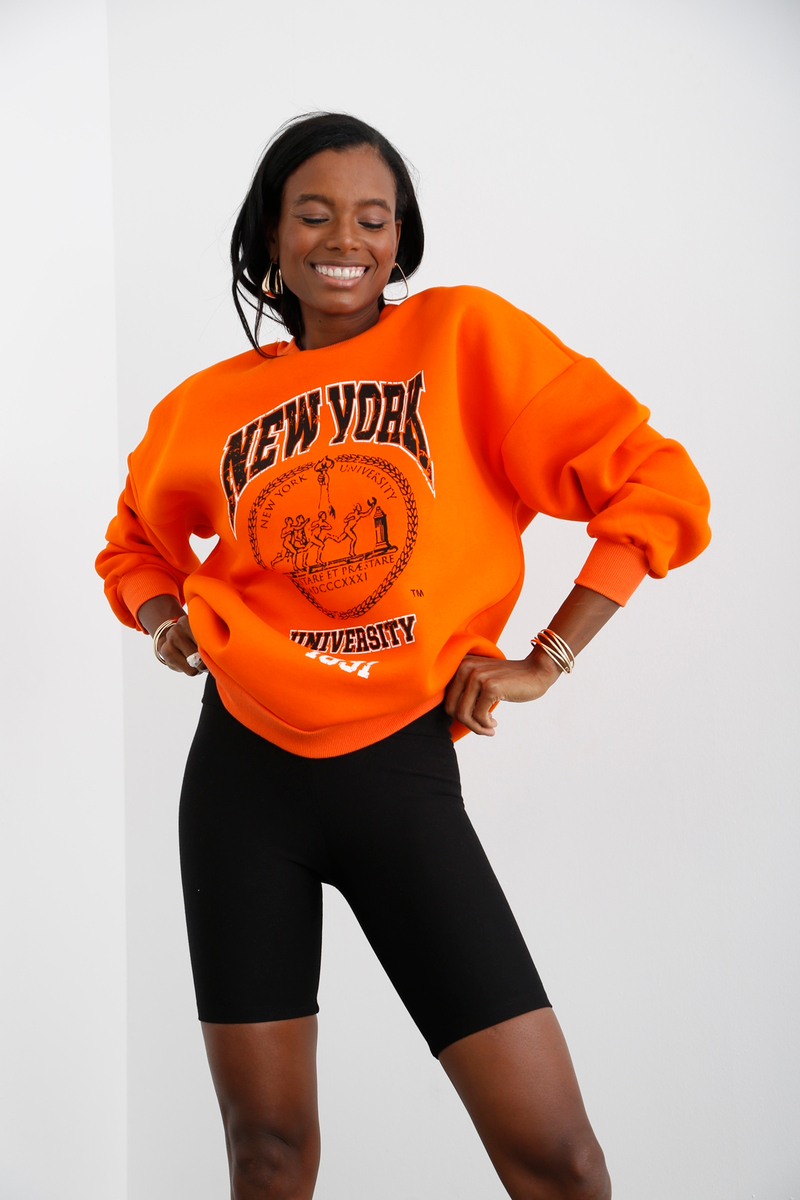 Oranj New York Baskılı Şardonlu Sweatshirt 3045
