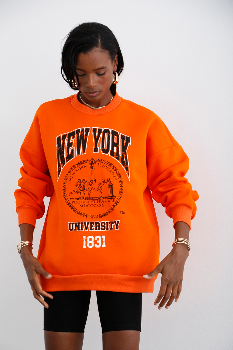 Oranj New York Baskılı Şardonlu Sweatshirt 3045