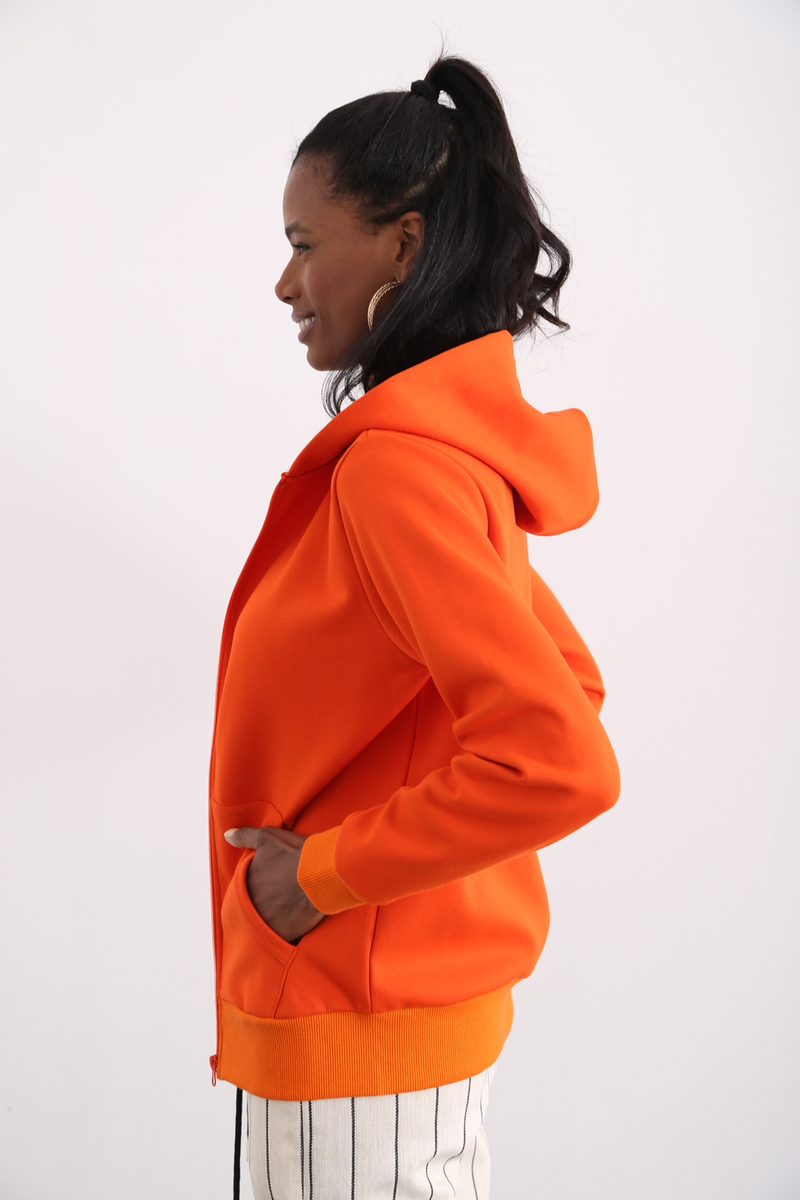 Oranj Organik Unisex Fermuarlı Sweatshirt 