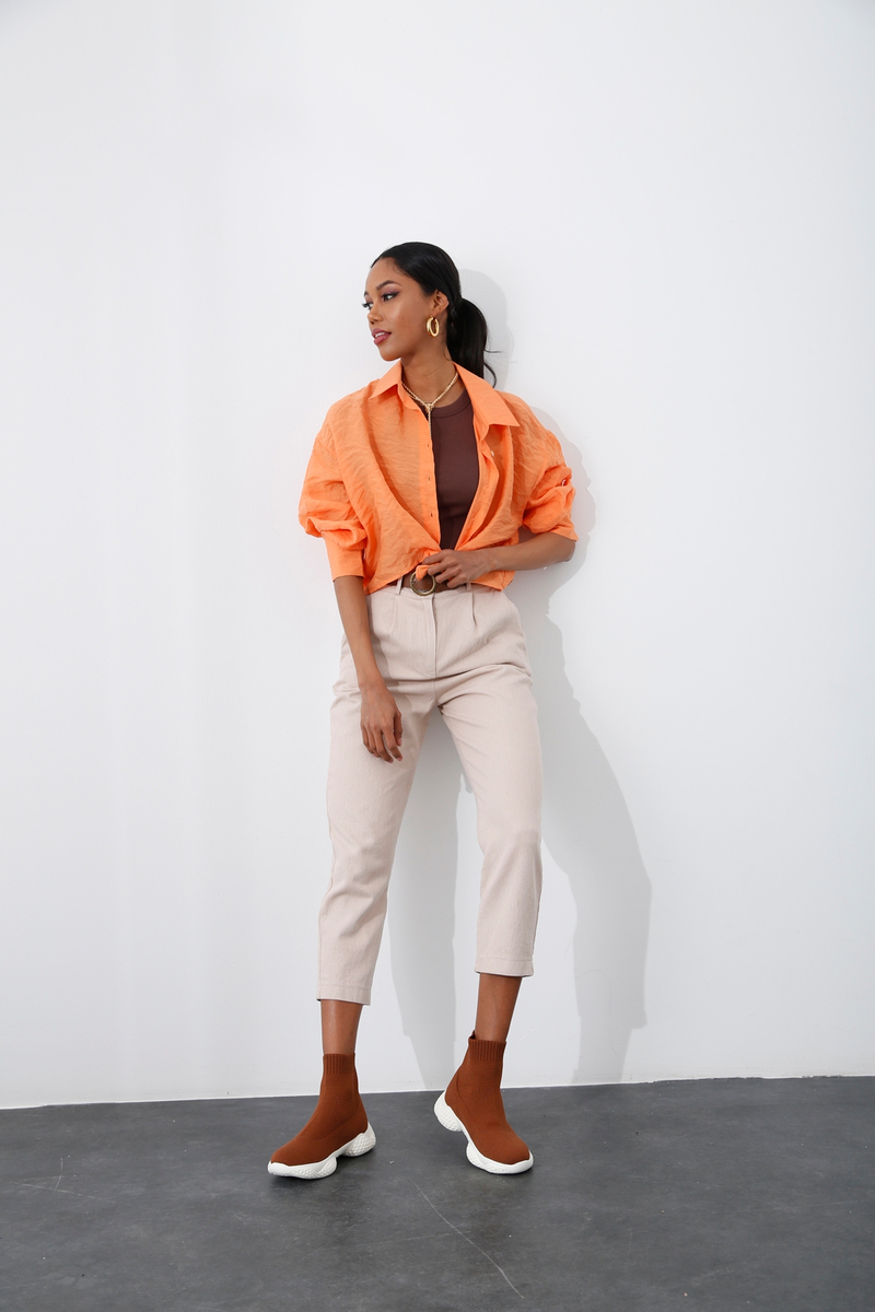 Oranj Oversize Kısa Gömlek 4725