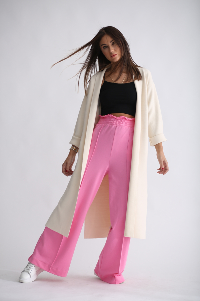 Pembe Beli Kalın Lastikli Eşofman Pantolon 1285
