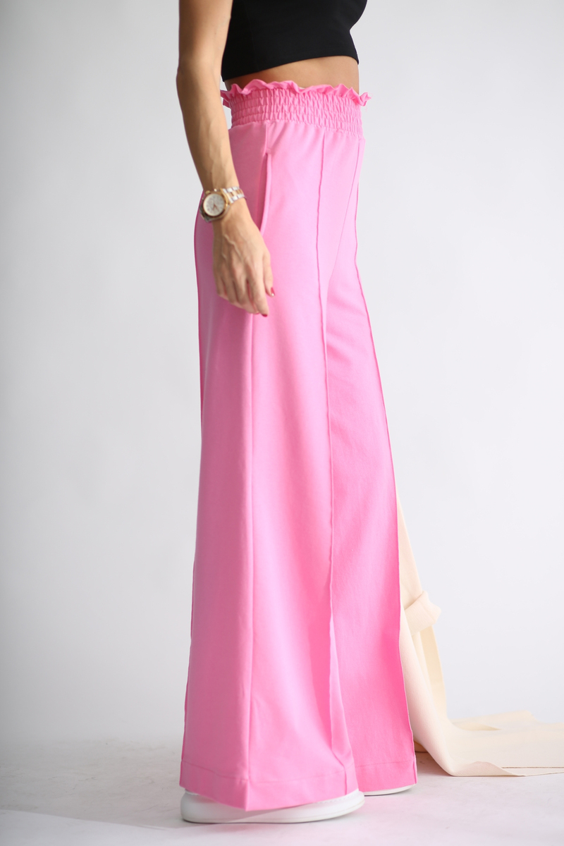 Pembe Beli Kalın Lastikli Eşofman Pantolon 1285