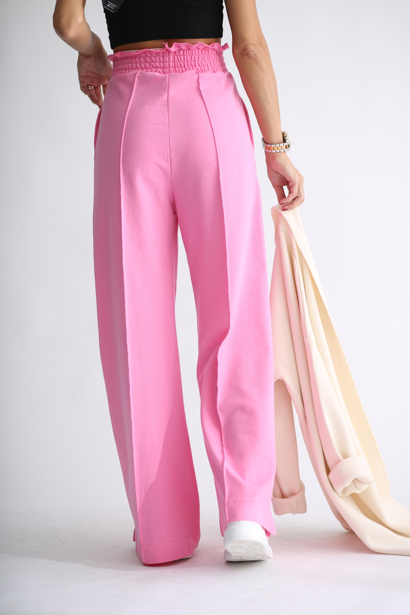 Pembe Beli Kalın Lastikli Eşofman Pantolon 1285