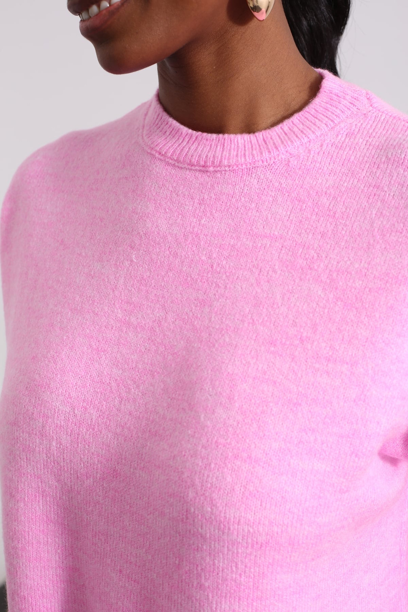 Pembe Bisiklet Yaka Basic Kazak 5190