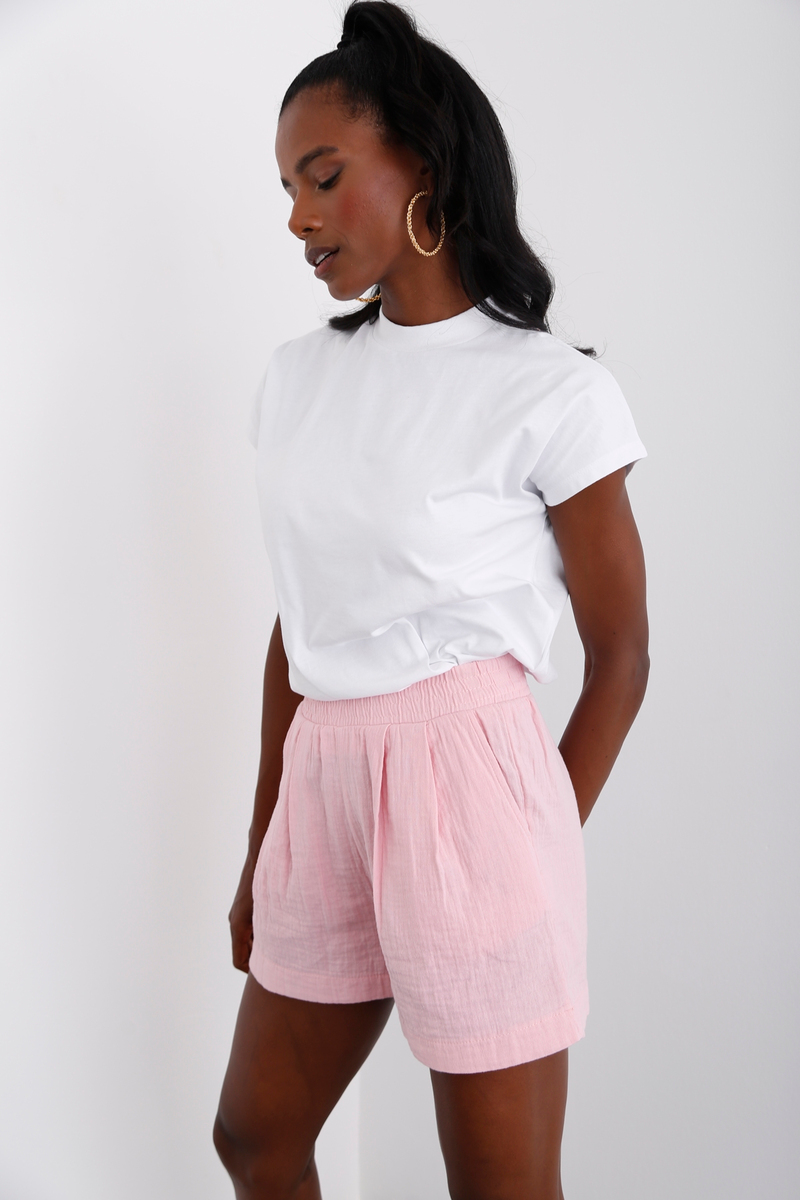 Pembe Cepli Müslin Şort 0336