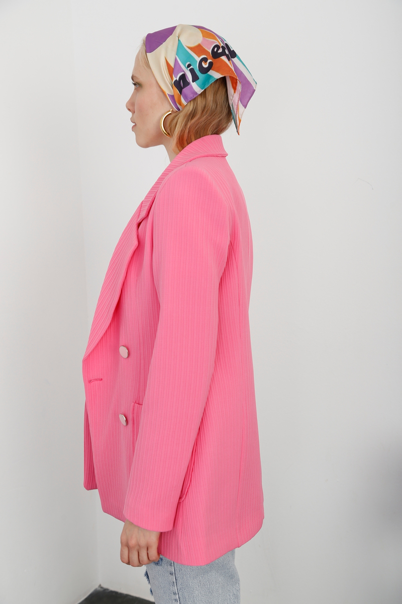 Pembe Dört Düğme Blazer Ceket 3184-02