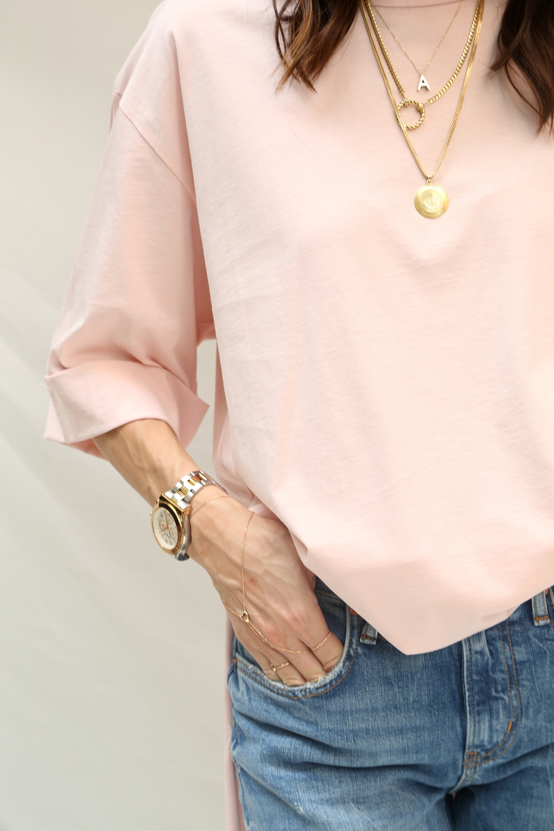 Pembe Duble Kol Boyfriend Tshirt