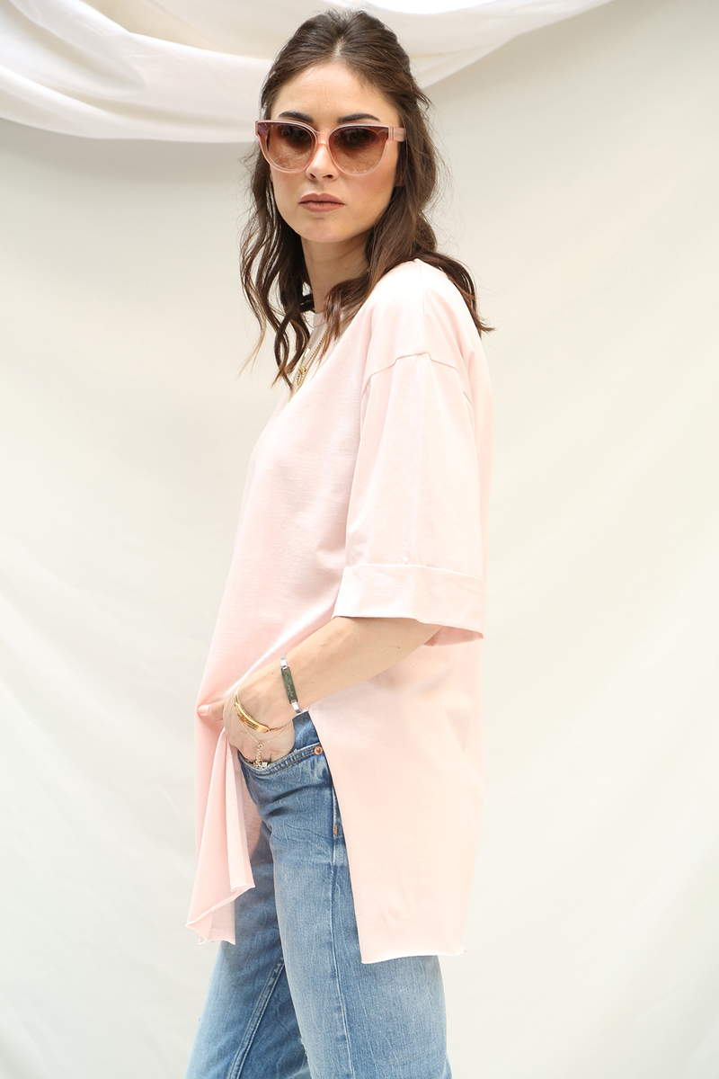 Pembe Duble Kol Boyfriend Tshirt