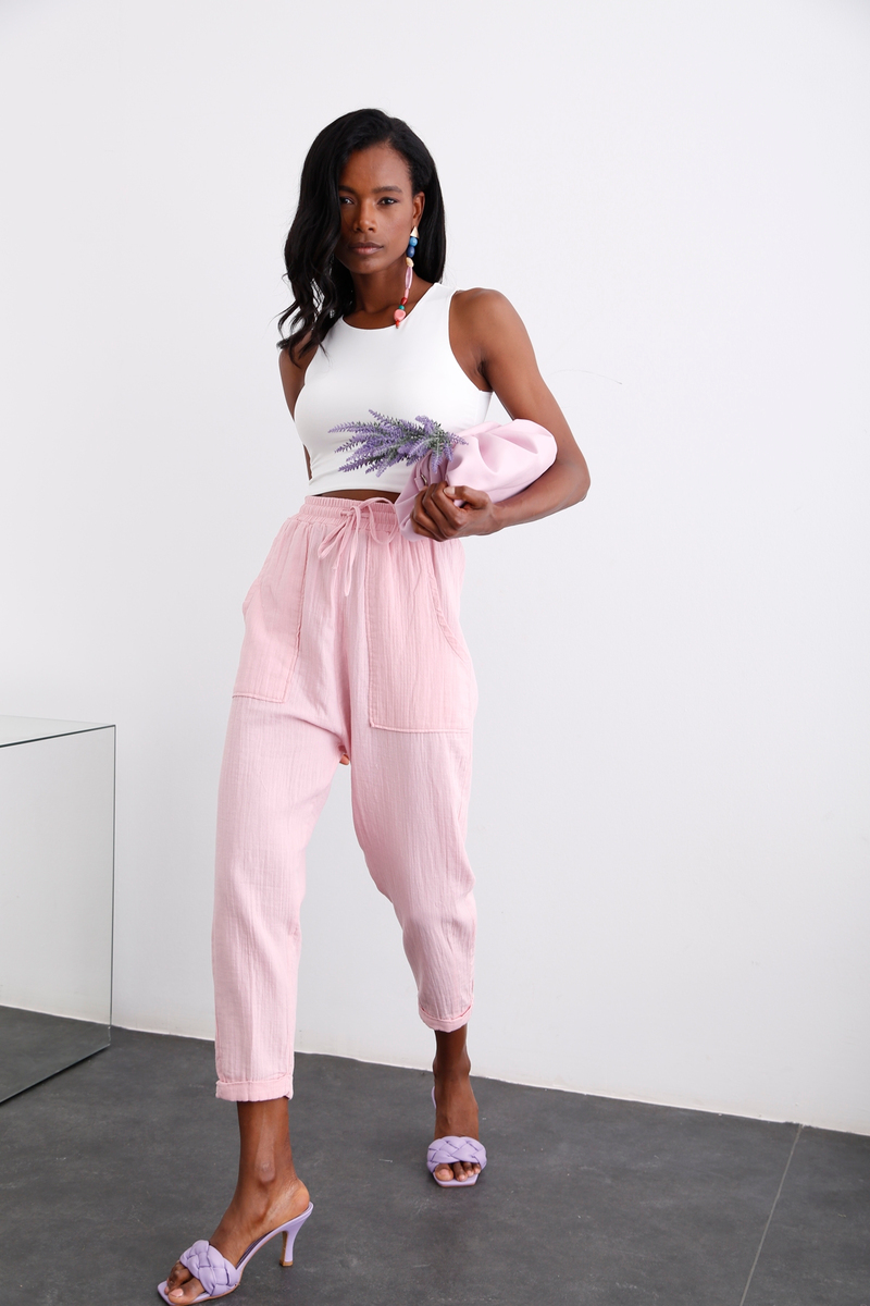 Pembe Duble Paça Pantolon 0307