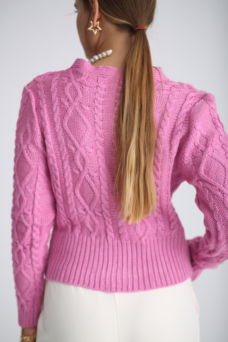 Pembe Nakışlı Hırka 7001