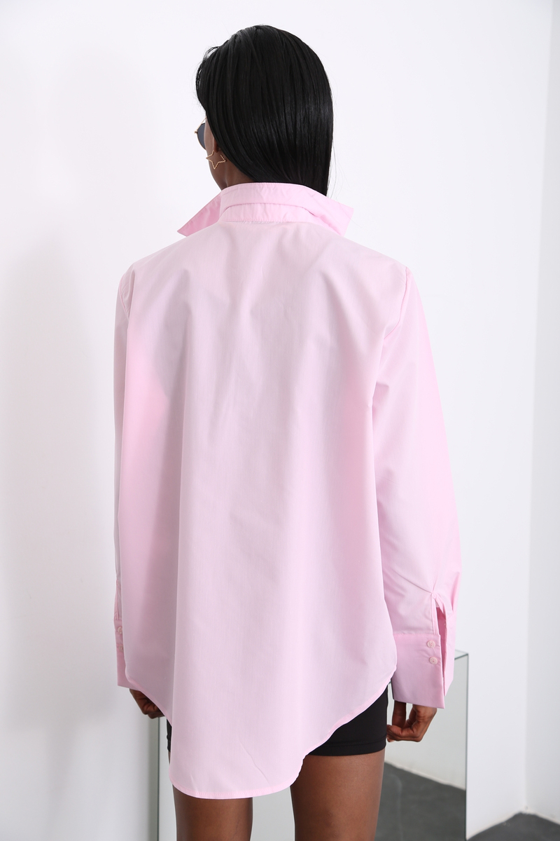 Pembe Oversize Klasik Gömlek 0725