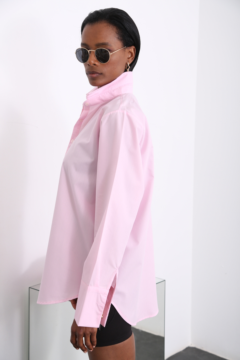 Pembe Oversize Klasik Gömlek 0725