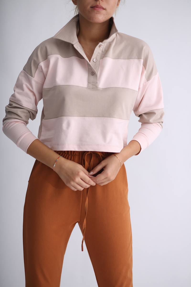 Pembe Parçalı Sweatshirt 1013